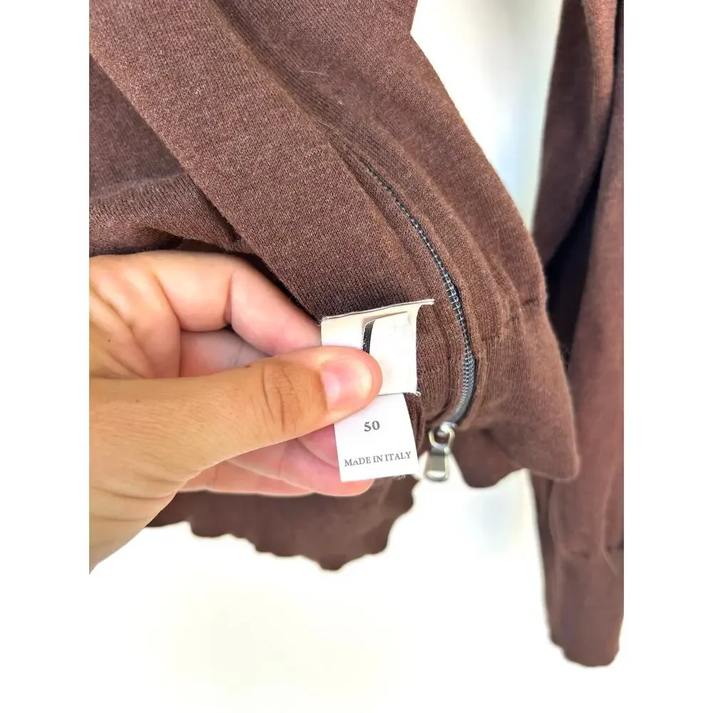 Brunello Cucinelli Men’s Full Zip Cardigan Sweater Cotton Brown 50 Medium